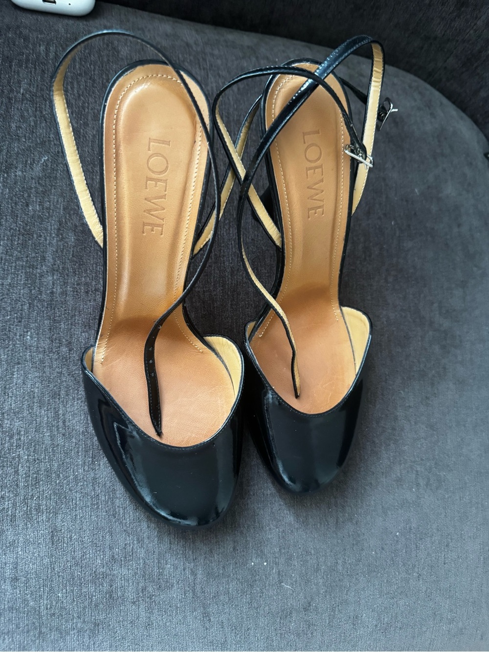 Loewe Black Patent Leather Anke Strap Pumps - Picture 2 of 6